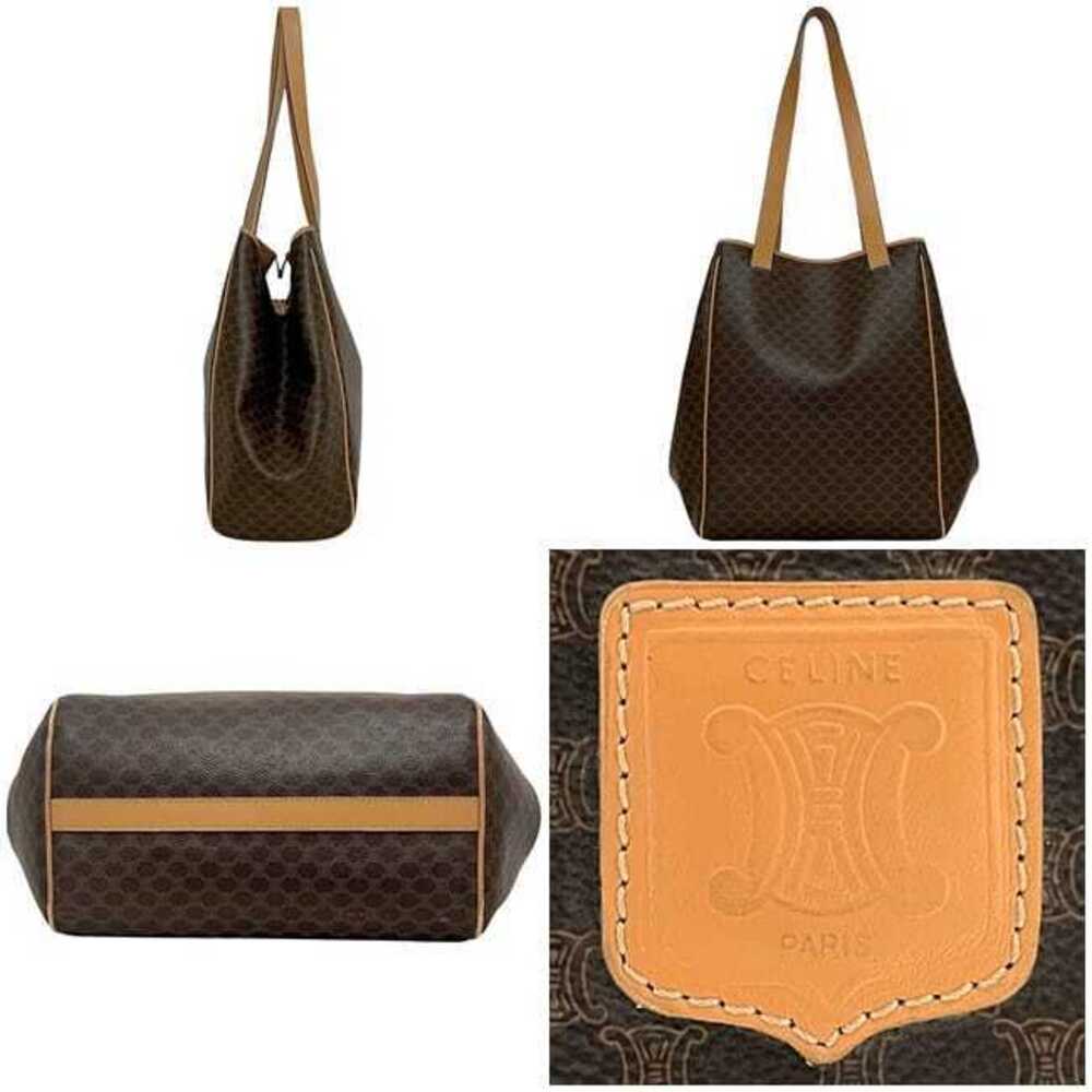 Celine Tote Bag Brown Beige Macadam Leather Shoulder Logo Business - Picture 2 of 9